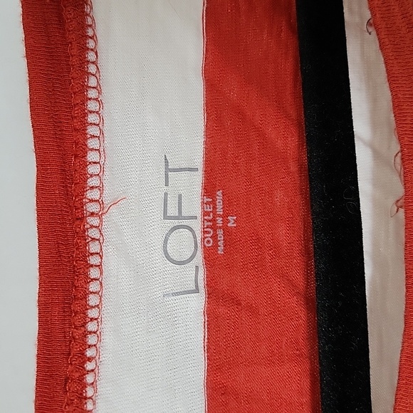 Rust and ivory striped tee with embroidered stripes - Picture 3 of 5